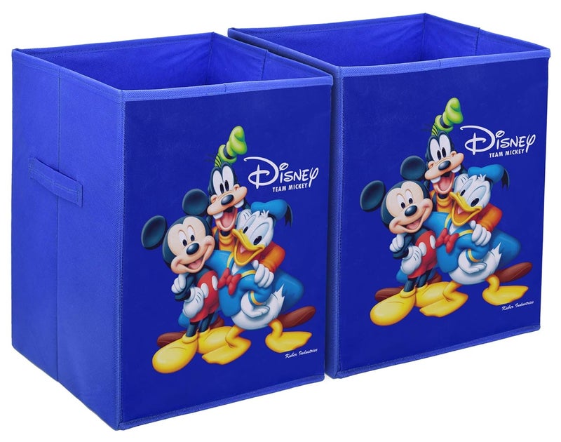 Kuber Industries Disney Team Mickey Print Non Woven Fabric Foldable Laundry Basket, Toy Storage Basket, Cloth Storage Basket with Handles (Set of 2, Royal Blue)-KUBMART1196 - Image 1
