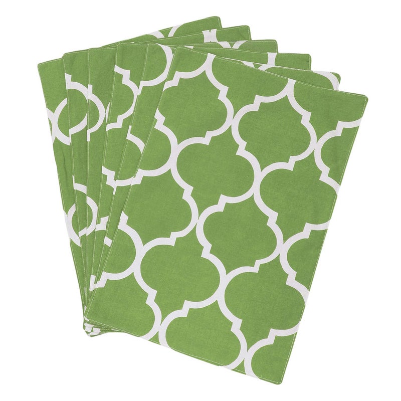 Dekor World Cotton Printed Green Ogee Collection Rectangle Table Cover with 6 Place Mat & 12 Napkin (Pack of 19) 150x225 cm / 60x90 Inches for 6 Seater Dinning Table - Image 2
