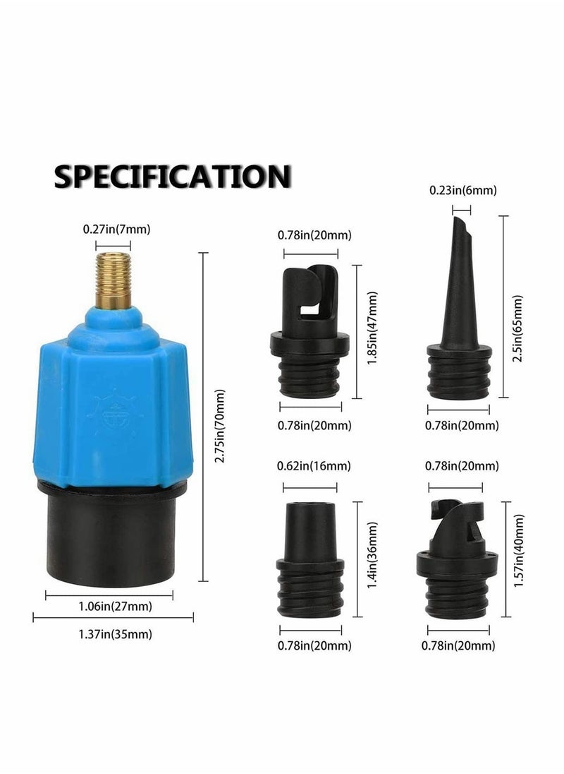 Excefore - Electric Pump Adaptor Compressor Air Valve Converter Multifunction Valve Adapter with 4 Air Nozzles for Halkey Roberts Valve, Stand Up Inflatable Paddle Board, Inflatable Bed, Inflatable Boat - Image 1