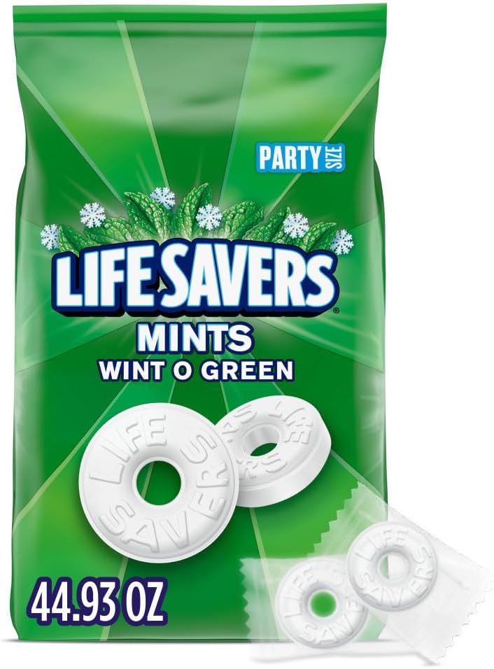 Life Savers حلوى LIFE SAVERS بنكهة وينت-أو-جرين، حجم حفلة، كيس 44.93 أونصة - Image 1