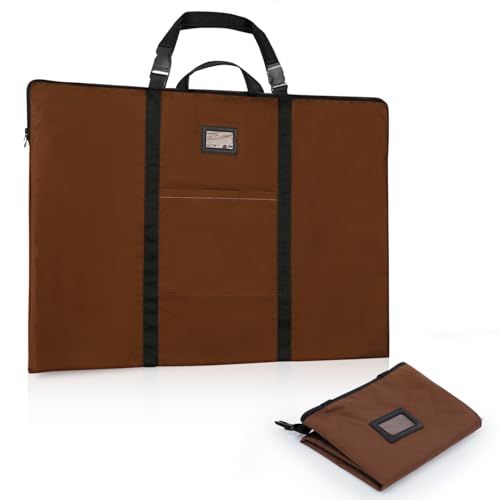 BERYA Large Size Art Portfolio Bag with Nylon Shoulder 24 x 36 inches Light Weight Poster Storage Bag Board Holder with Handle and Zipper for Poster Sketching and Drawing Coffee - Image 1
