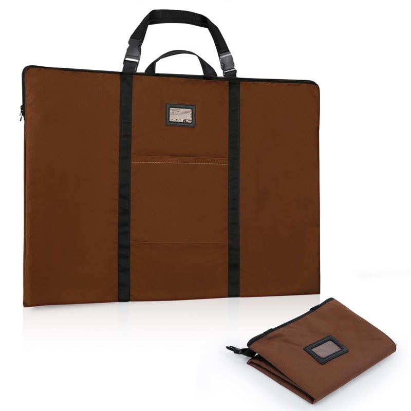 BERYA Large Size Art Portfolio Bag with Nylon Shoulder 24 x 36 inches Light Weight Poster Storage Bag Board Holder with Handle and Zipper for Poster Sketching and Drawing Coffee - Image 2