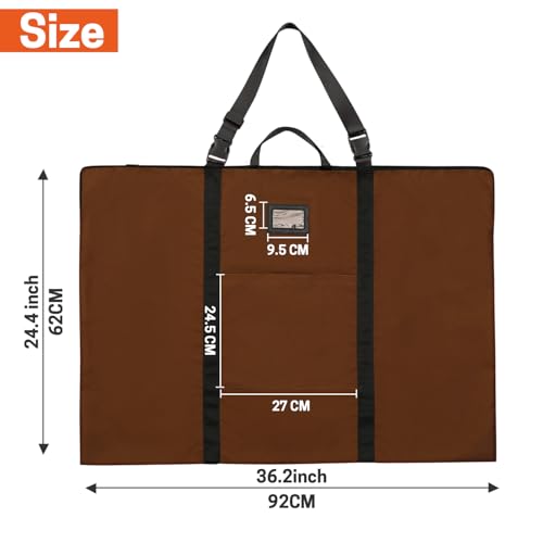 BERYA Large Size Art Portfolio Bag with Nylon Shoulder 24 x 36 inches Light Weight Poster Storage Bag Board Holder with Handle and Zipper for Poster Sketching and Drawing Coffee - Image 3