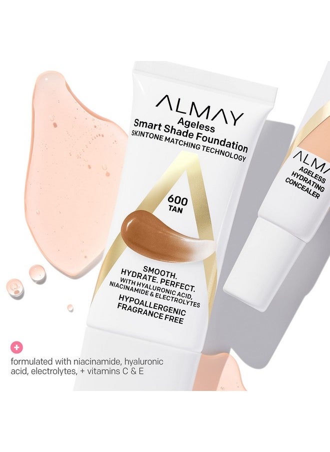 Almay Almay Anti-Aging Foundation, Smart Shade Face Makeup with Hyaluronic Acid, Niacinamide, Vitamin C & E, Hypoallergenic-Fragrance Free, 100 Light, 1 Fl Oz (Pack of 1)  - Image 4