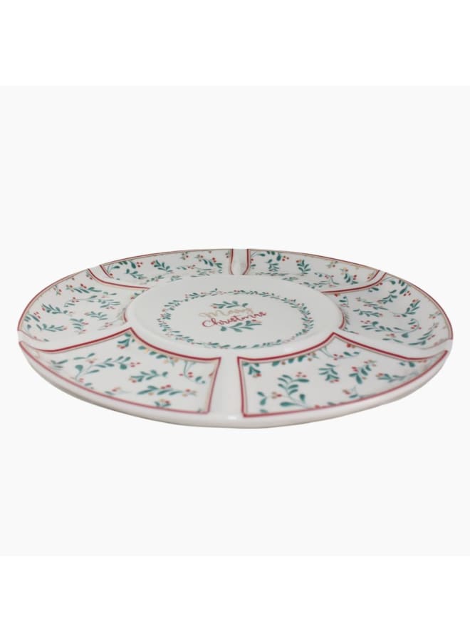 Zinnia By Fathy Mahmoud Porcelain Xmas Divided Serving Plate â€“ 7 Compartments - Image 1