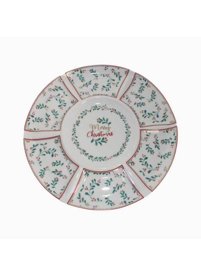 Zinnia By Fathy Mahmoud Porcelain Xmas Divided Serving Plate â€“ 7 Compartments - Image 2
