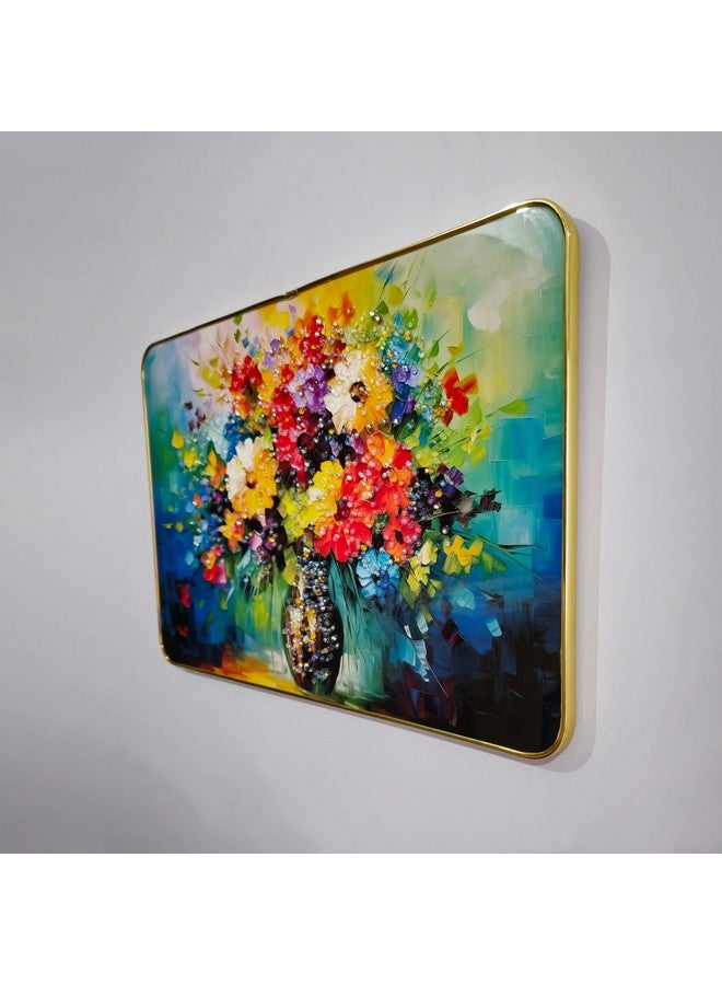 Masstone Decorative Wall Painting with Crystal Embedded High Gloss Surface Gold Slim Frame Embossed, 45x30 cm Wall Hanging Photos Home Décor Wall Art For Living Room, Office, Bedroom - Image 2