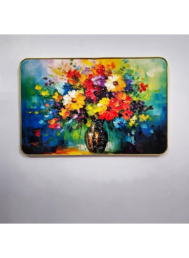 Masstone Decorative Wall Painting with Crystal Embedded High Gloss Surface Gold Slim Frame Embossed, 45x30 cm Wall Hanging Photos Home Décor Wall Art For Living Room, Office, Bedroom - Image 1