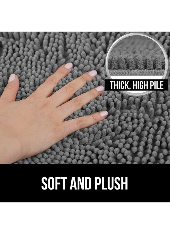 Gorilla Grip - Area Rug Set Soft Chenille 2 Piece Sets Toilet Base Mat & 30X20 Mat Absorbent Washable Mats Microfiber Dries Quickly Rugs For Home Kitchen Bath Tub Bathroom Grey - Image 1