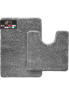Area Rug Set Soft Chenille 2 Piece Sets Toilet Base Mat & 30X20 Mat Absorbent Washable Mats Microfiber Dries Quickly Rugs For Home Kitchen Bath Tub Bathroom Grey
