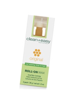 Clean + Easy Clean + Easy Small Original Roll On Wax Refill for Wax Cartridge, Hygienic Depilatory Hair Removal Treatment, Removes Fine to Coarse Hairs, Perfect for Delicate Skin - 3 Packs 