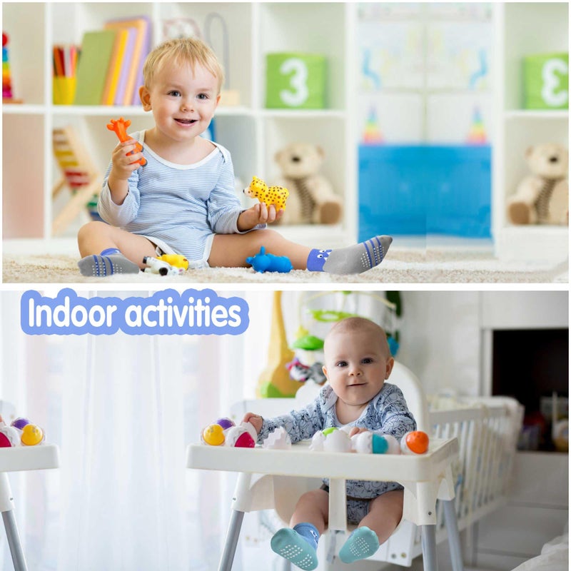 Tphon Toddler Baby Non Slip Socks Infant Anti Skid Socks with Grips 12 Pairs Crew Sock for 3-5 Years Kids Boys Girls - Image 5