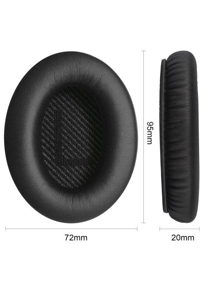 Replacement Earpads Cushions for Bose QuietComfort 35 II/45 (QC35/QC45/QC35 II) Headphones,with QC35 Shaped Scrims with 'L and R' Lettering QC25 QC15 QC2 SoundTrue SoundLink Ear Pads，Black - Image 2