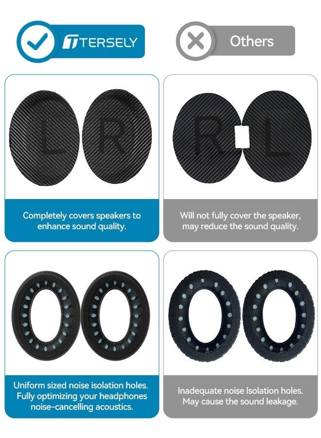 Replacement Earpads Cushions for Bose QuietComfort 35 II/45 (QC35/QC45/QC35 II) Headphones,with QC35 Shaped Scrims with 'L and R' Lettering QC25 QC15 QC2 SoundTrue SoundLink Ear Pads，Black - Image 4