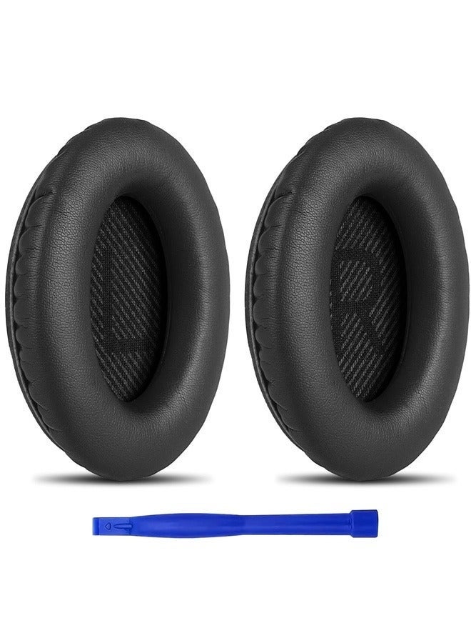 Replacement Earpads Cushions for Bose QuietComfort 35 II/45 (QC35/QC45/QC35 II) Headphones,with QC35 Shaped Scrims with 'L and R' Lettering QC25 QC15 QC2 SoundTrue SoundLink Ear Pads，Black - Image 1