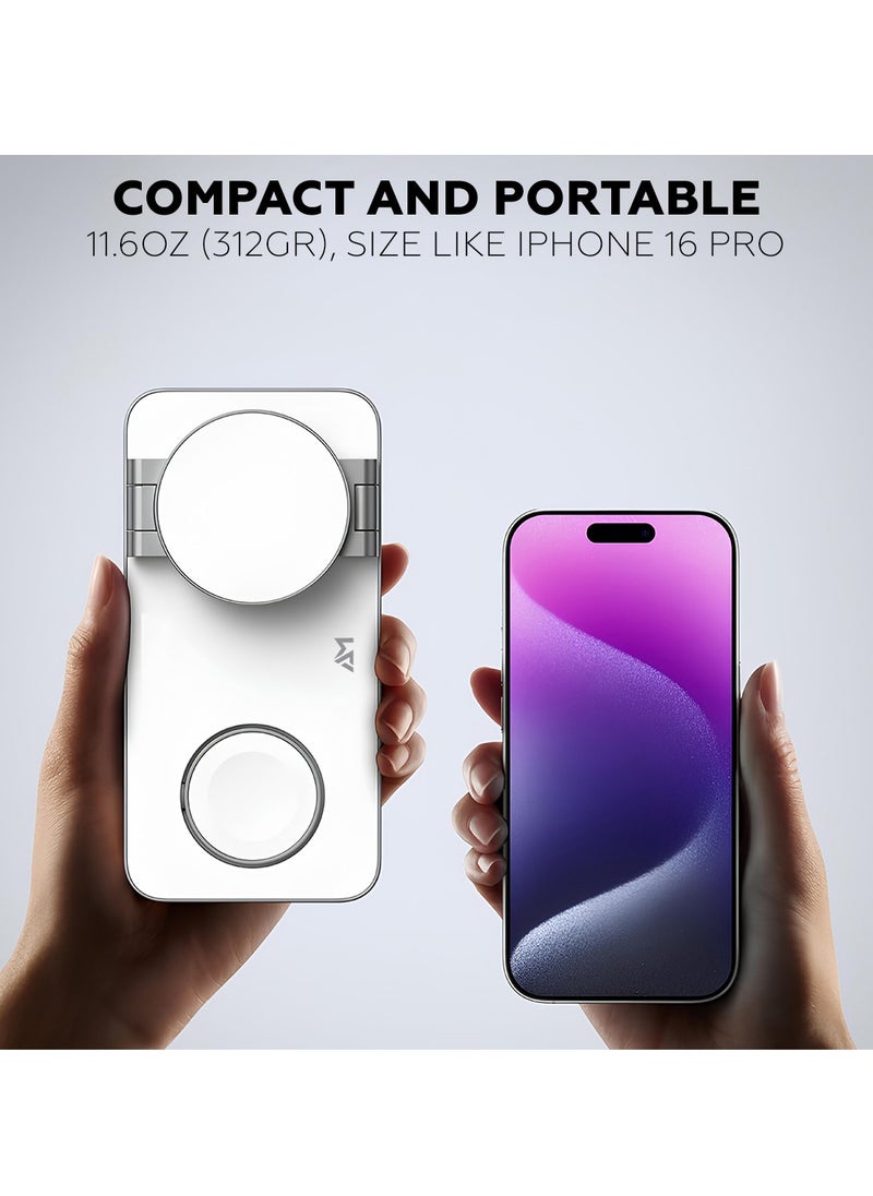 AMROAH - Foldable 3 in 1 Wireless Charging Station with Magsafe Charger Stand, Wireless Charger for Multiple Devices iPhone 16 15 14 13 12 11 X Pro Max Plus Watch AirPods Samsung Galaxy S24 S23 S22 Plus Ultra - Image 1