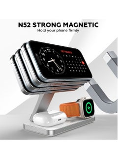 AMROAH Foldable 3 in 1 Wireless Charging Station with Magsafe Charger Stand, Wireless Charger for Multiple Devices iPhone 16 15 14 13 12 11 X Pro Max Plus Watch AirPods Samsung Galaxy S24 S23 S22 Plus Ultra  - Image 3