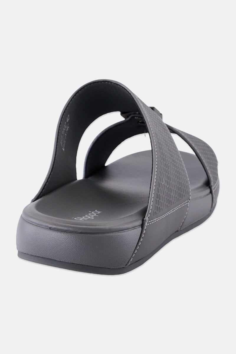 Algspar Men Slip On Arabic Sandals, Dark Grey - Image 2