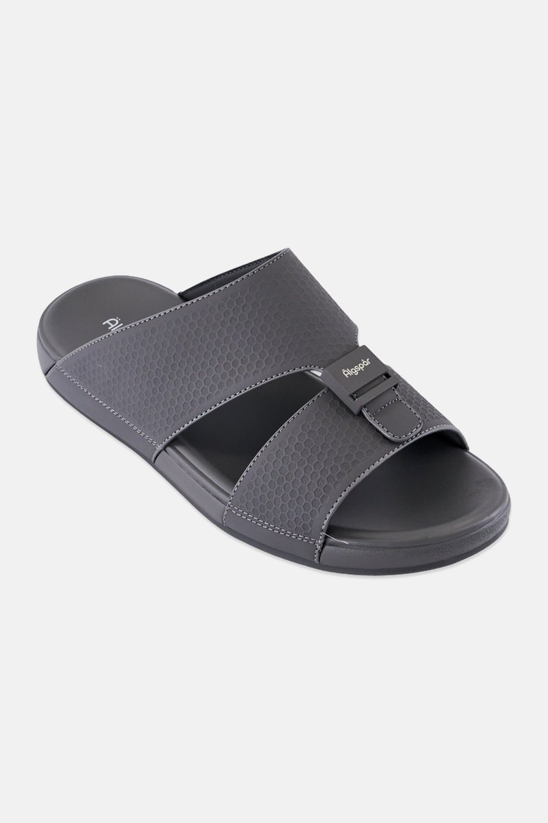 Algspar Men Slip On Arabic Sandals, Dark Grey - Image 1