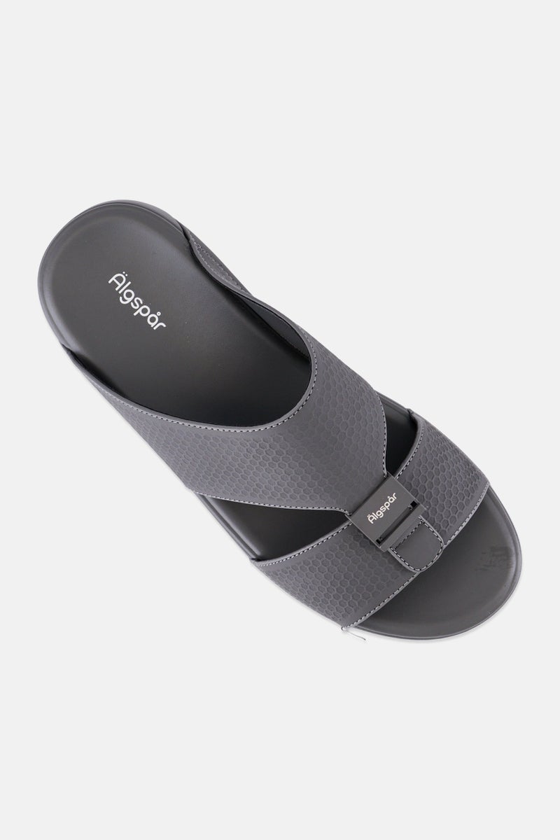 Algspar Men Slip On Arabic Sandals, Dark Grey - Image 4