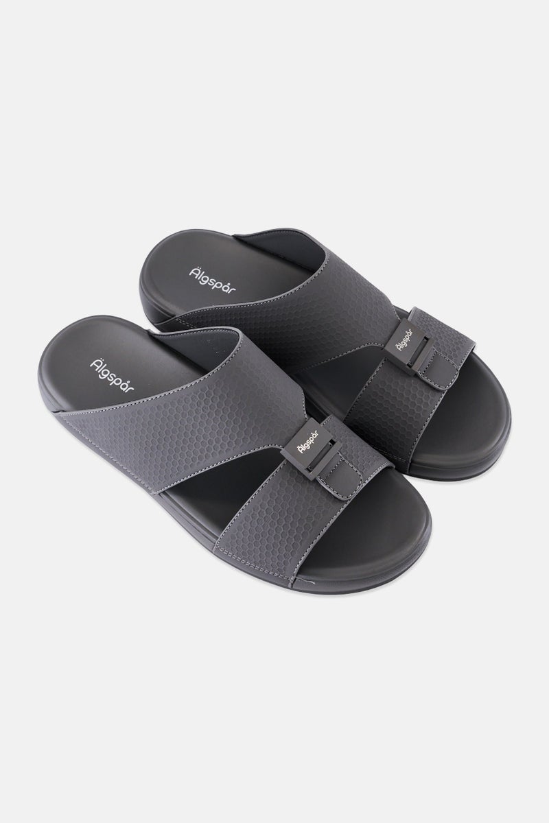 Algspar Men Slip On Arabic Sandals, Dark Grey - Image 3