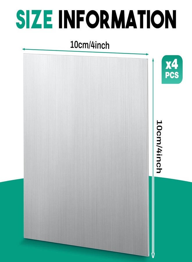 Yaocom 4 Pieces Stainless Steel Flat Permit Panels Universal 4 x 4 Inch Permit Sticker Plate Tape Mount Metal Panel with Self Adhesive Backing for Truck, Easy Installation 4 x 4 inch - Image 2