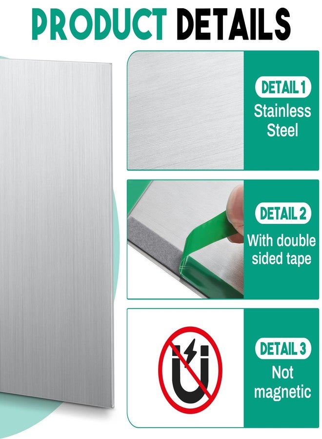 Yaocom 4 Pieces Stainless Steel Flat Permit Panels Universal 4 x 4 Inch Permit Sticker Plate Tape Mount Metal Panel with Self Adhesive Backing for Truck, Easy Installation 4 x 4 inch - Image 3