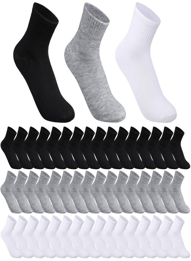 Tarpop 48 Pairs Men Quarter Ankle Socks Moisture Wicking Athletic Crew Casual Sports Socks Bulk for Homeless (Black, White, Gray) - Image 1