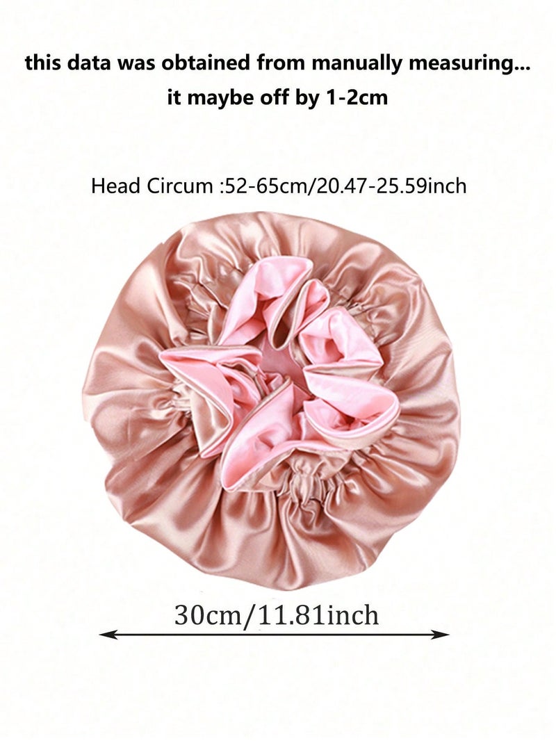 Wide Silk Satin Hair Bonnet – Perfect for Curly & Natural Hair While Sleeping - Image 3