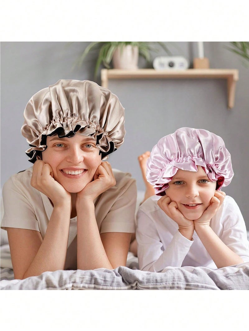Wide Silk Satin Hair Bonnet – Perfect for Curly & Natural Hair While Sleeping - Image 4