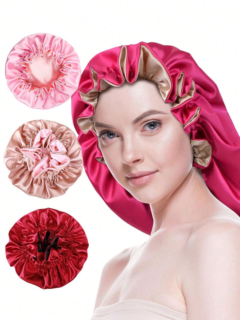 Wide Silk Satin Hair Bonnet – Perfect for Curly & Natural Hair While Sleeping - Image 1