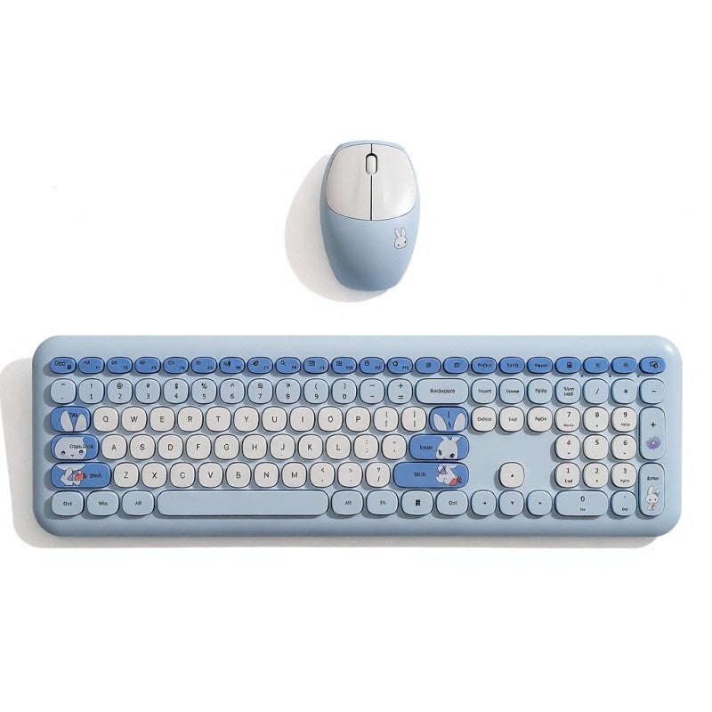 مجموعة لوحة مفاتيح لاسلكية - لون خليط أزرق، تخطيط كامل الحجم بـ 110 مفتاح مع لوحة أرقام ومفاتيح متعددة الوسائط - رفيع للغاية وخفيف الوزن، ميل منحىergonomically بزاوية 6 درجة - اتصال مستقر بتردد 2.4 جيجاهرتز للاستخدام في المكتب أو المنزل على الكمبيوتر - Image 1