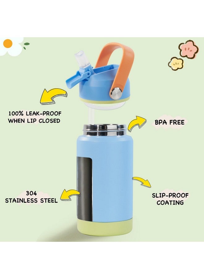 Kerilyn 12oz Kids Water Bottle, Stainless Steel Insulated Water Bottle for Kids, Toddler Cup with Straws Leak-Proof, Kids Water Bottles for School Boys Girls, BPA Free, Sky - Image 2