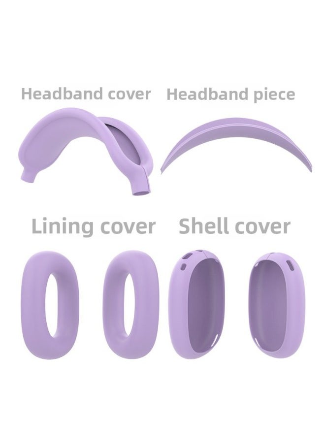 Generic Suitable For Apple AirPods Max Earphone Case Protective Cover Soft Silicone Bluetooth Headset Protective Case-Color:Lilac 4-piece Set (shell Cover*1 Pair+head Beam Cover*1+ear Cushion Cover*1 Pair+headband Piece*1)-Applicable Models:Airpods Max/max 0.1kg Shared Protective Case  - Image 1