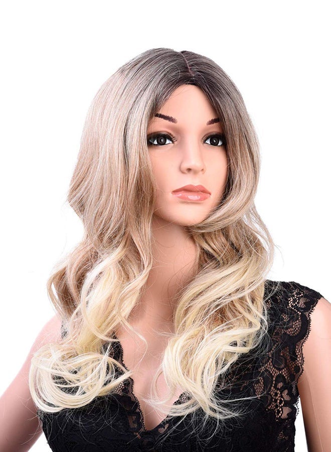 NIBEMINENT Long Wavy Curly Wig Light Brown 22inch