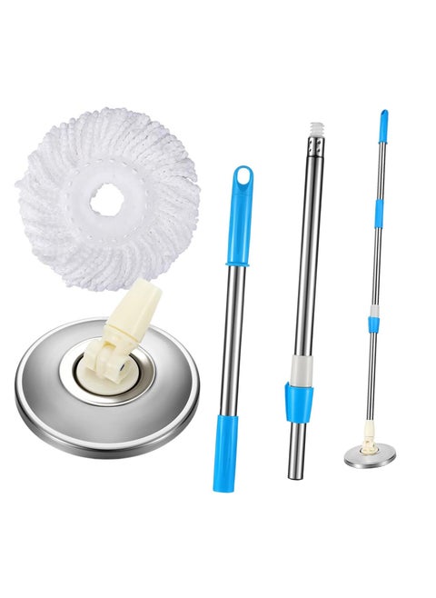 Spin Mop Replacement Stainless Steel Handle, Base and Refill for 360°  Mop, Refill, handle & Base Replacement  Round Shape shape spin mop Standard size