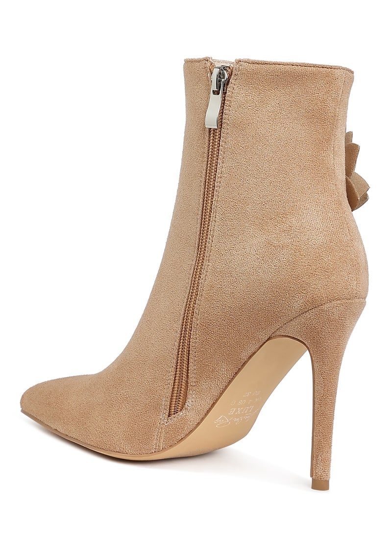 London Rag Rhinestones Petal Detail Boots in Beige - Image 3