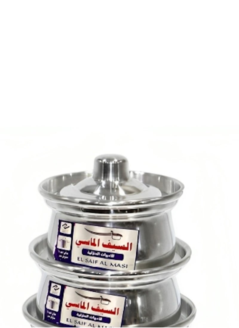 Al Saif Al Masi A set of aluminum pots from Al Saif Almasi, small, shiny, 5 pieces, 12-20 cm EEF112  - Image 4