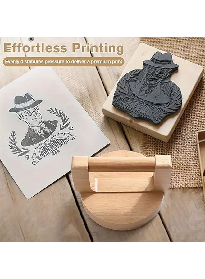 1pc Ergonomic Bamboo Wooden Bear Printmaking Tool Smooth Varnished Bottom Comfortable Handle - Image 4
