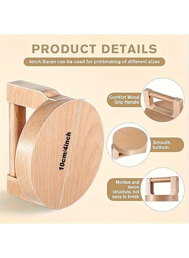 1pc Ergonomic Bamboo Wooden Bear Printmaking Tool Smooth Varnished Bottom Comfortable Handle - Image 5