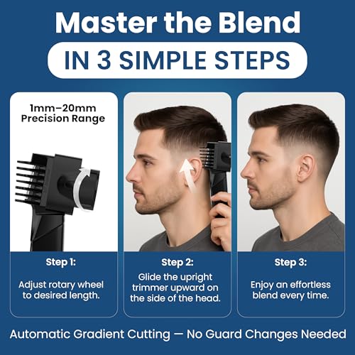 247 Groomed Self Haircut Trimmer For Men– Auto Blending Hair Trimmer, Self Hair Fading Tool, Adjustable Fade Guide (1–20mm), Hair Clippers For Men, Beard, Nose Trimmer, Foil Shaver, Unisex BodyGroomer - Image 3