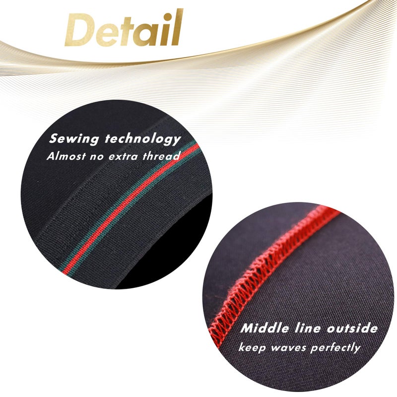 ForceWave Wave Cap, Silky Stocking Wave Cap for Men Women, Black Wave Compression Cap for 360 Waves, 2-Pieces - Image 4