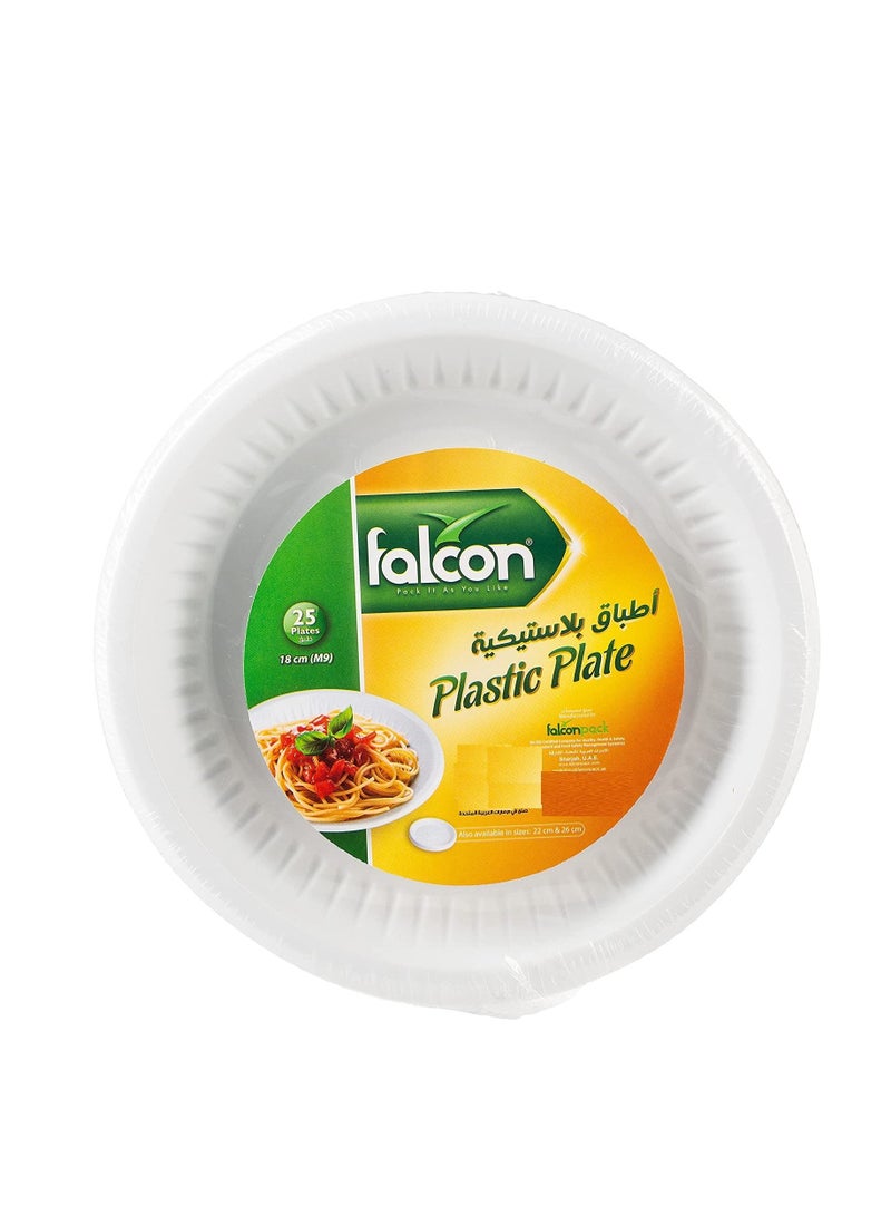 Falconpack Disposable Multi-Purpose Using  Plastic White Round Plates Parties Office And Home M9–18CM