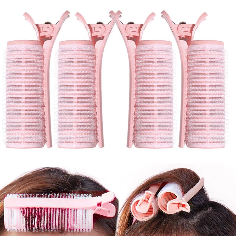 Ouliget 2 in 1 Bangs Hair Rollers with Clip Hair Styling Clips Set,Volumizing Clips Root Lifting,Portable Bangs Curler DIY Volume Clip for Fluffy Hairstyles,4 PCS - Image 1