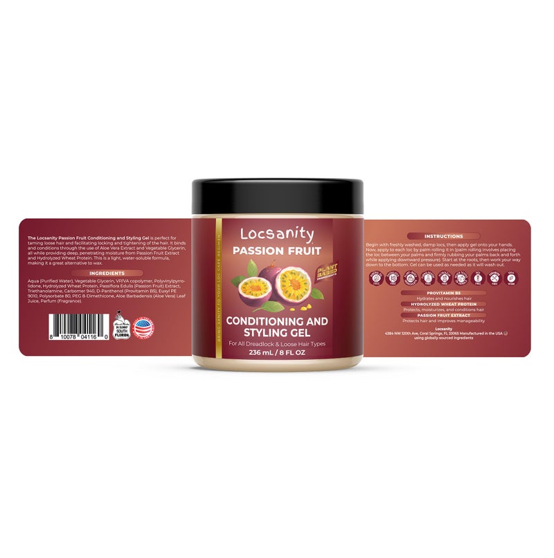 Locsanity Passion Fruit Conditioning and Styling Hair Gel â€“ Braiding Gel for Dreadlocks, Twists and Sisterlocks, Loose Natural Hair, and All Types of Locs - Image 2