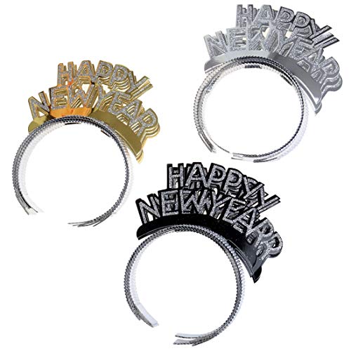 BinaryABC Happy New Year Headband Tiara,New Years Party Favor,New Years Eve Party Decorations 12Pcs - Image 2