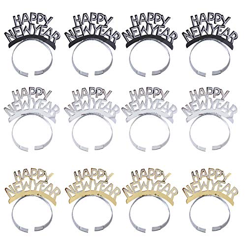 BinaryABC Happy New Year Headband Tiara,New Years Party Favor,New Years Eve Party Decorations 12Pcs - Image 1