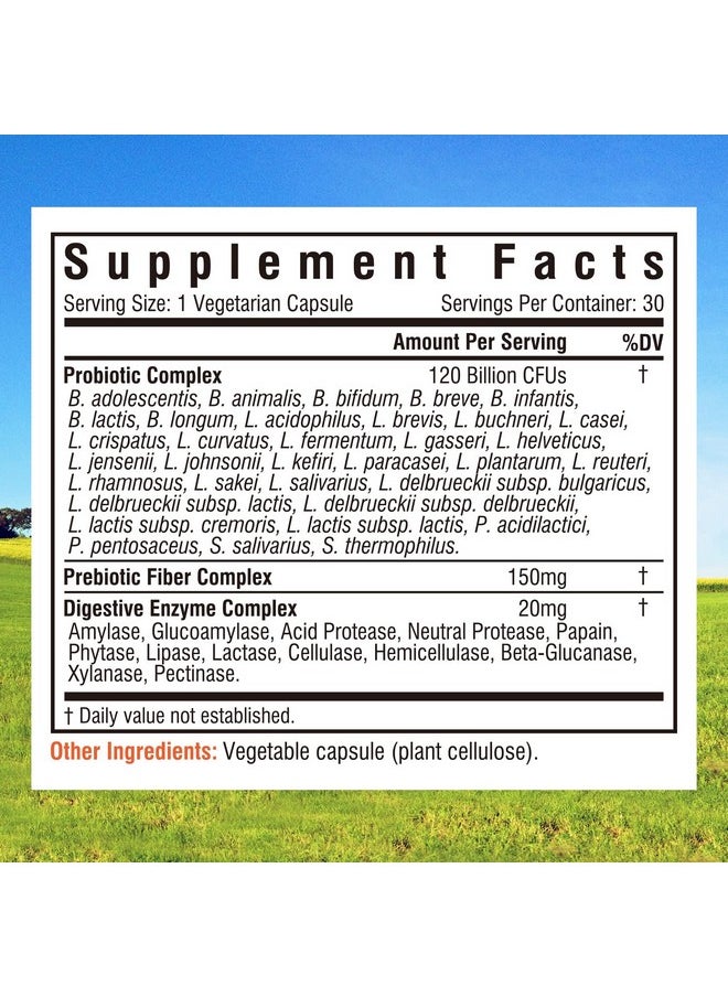 Innate Vitality - Probiotics 120 Billion Cfus 34 Strains With Organic Prebiotics & Digestive Enzymes Digestion & Immunity Health For Women & Men 3In1 Probiotics No Refrigeration Required Acid Resistant 30 Caps - Image 1