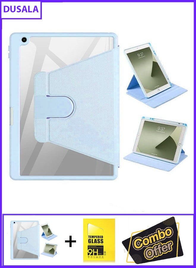 DUSALA 2 in 1 Rotating Case for iPad 8th (10.2-Inch, 2020 Model,8th Generation) with Pencil Holder,360 Degree Rotation Protective Stand Slim Cover Clear Back, Auto Wake/Sleep iPad 10.2 With Tempered Glass - Image 1