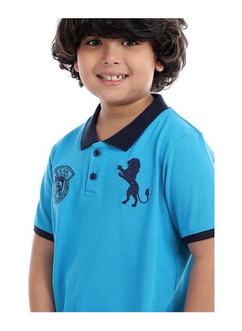 تيشرت اولادى بولو مطرز الاسد لون ازرق